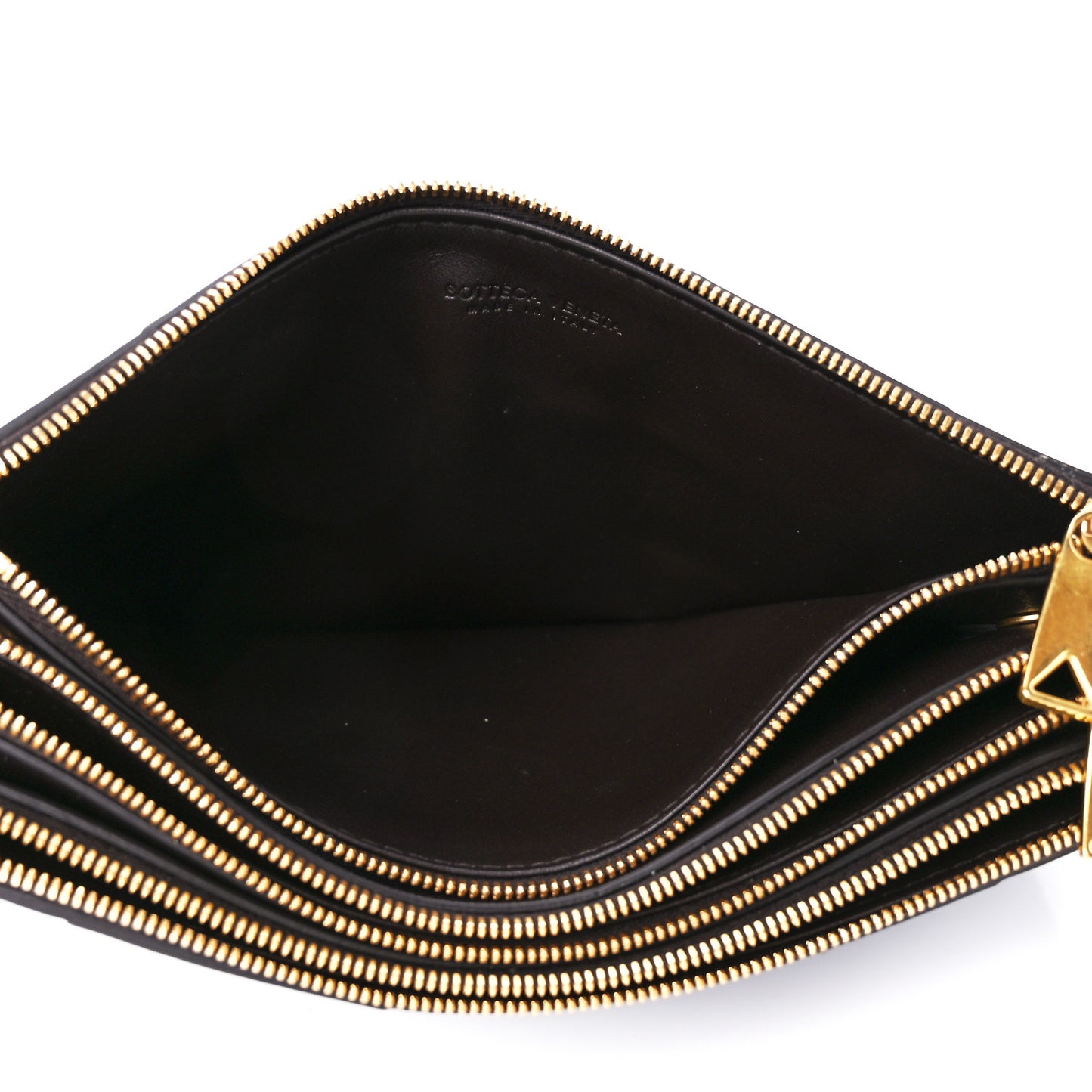 Nappa Maxi Intrecciato Triple Zip Clutch Fondant