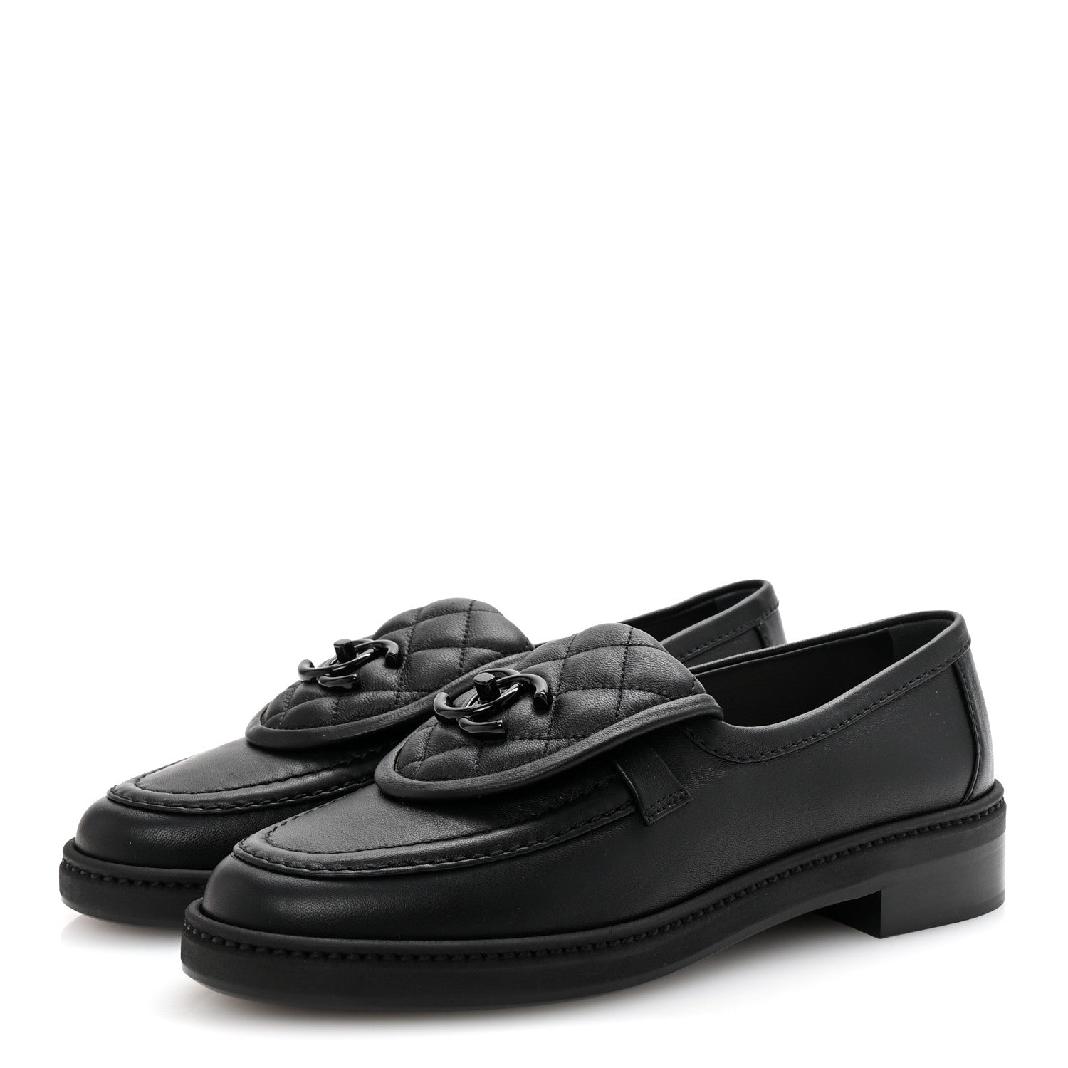 Chanel Lambskin Quilted CC Turnlock Loafers 36 Black 4 of 10