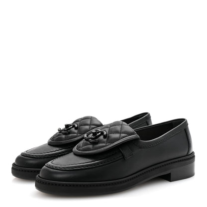 Chanel Lambskin Quilted CC Turnlock Loafers 36 Black 4 of 10
