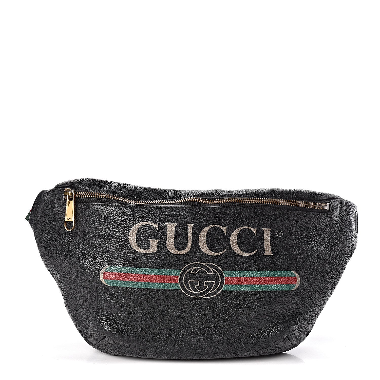 Gucci Grained Calfskin Logo Belt Bag Black 1 of 13