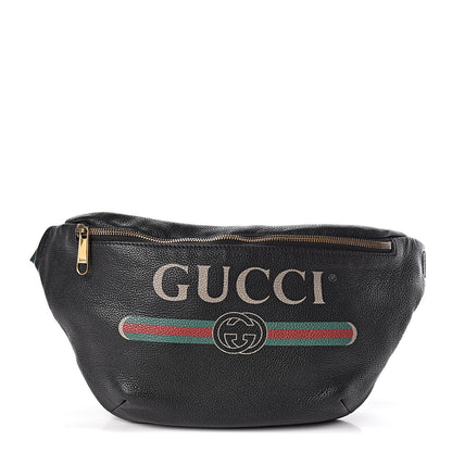 Gucci Grained Calfskin Logo Belt Bag Black 1 of 13