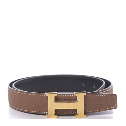 Hermes Box Togo 32mm H Belt 85 Black Gold 1 of 6