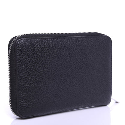 Celine Drummed Calfskin Zip Around Multifunction Wallet Black Citron 3 of 6