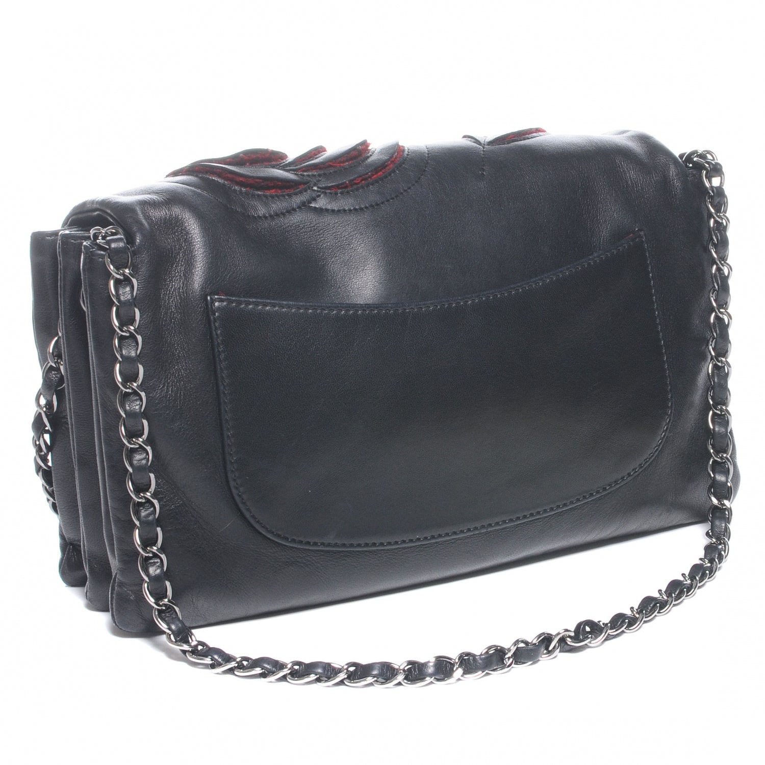 Chanel Lambskin Tweed Large Camellia Petals Flap Black 3 of 9