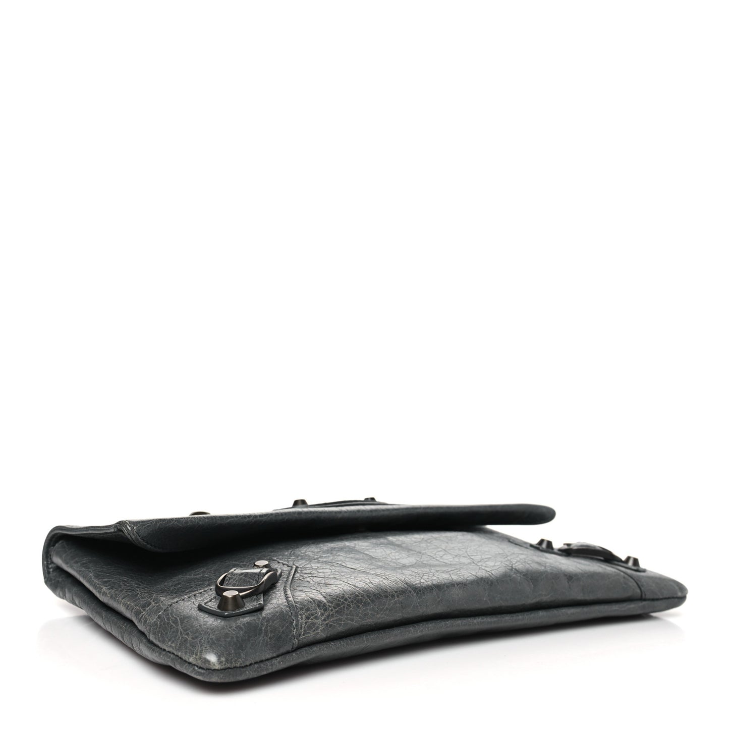 Agneau Classic Hardware Envelope Clutch Gris Tarmac