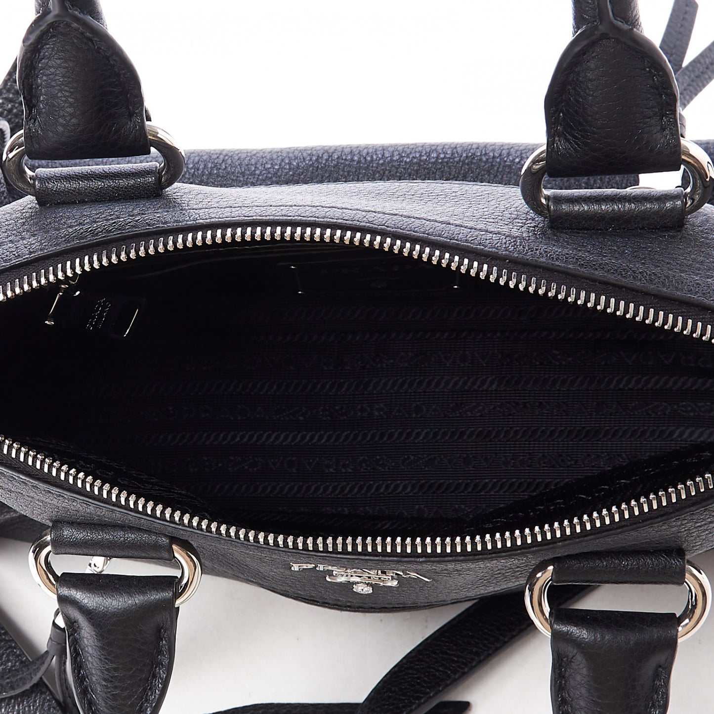 Vitello Phenix Top Handle Shopping Satchel Black