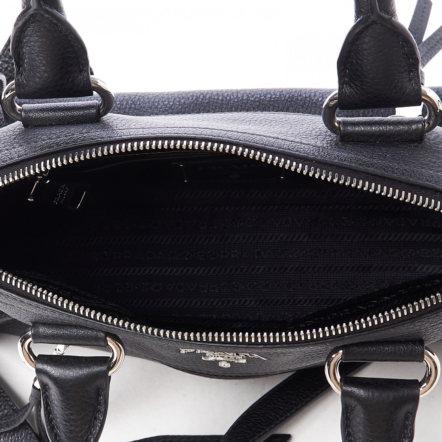Prada Vitello Phenix Top Handle Shopping Satchel Black 6 of 8