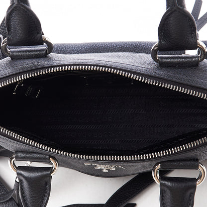 Prada Vitello Phenix Top Handle Shopping Satchel Black 6 of 8