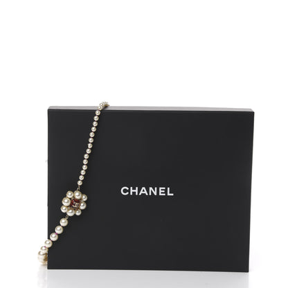 Chanel Pearl Crystal Gripoix CC Long Necklace Gold Pearly White Red 8 of 8