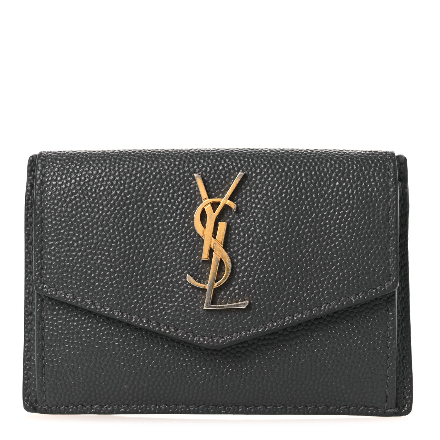 Saint Laurent Grain De Poudre Uptown Monogram Card Case Storm 1 of 9