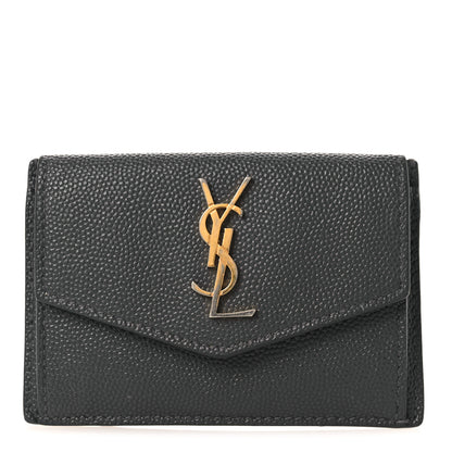Saint Laurent Grain De Poudre Uptown Monogram Card Case Storm 1 of 9