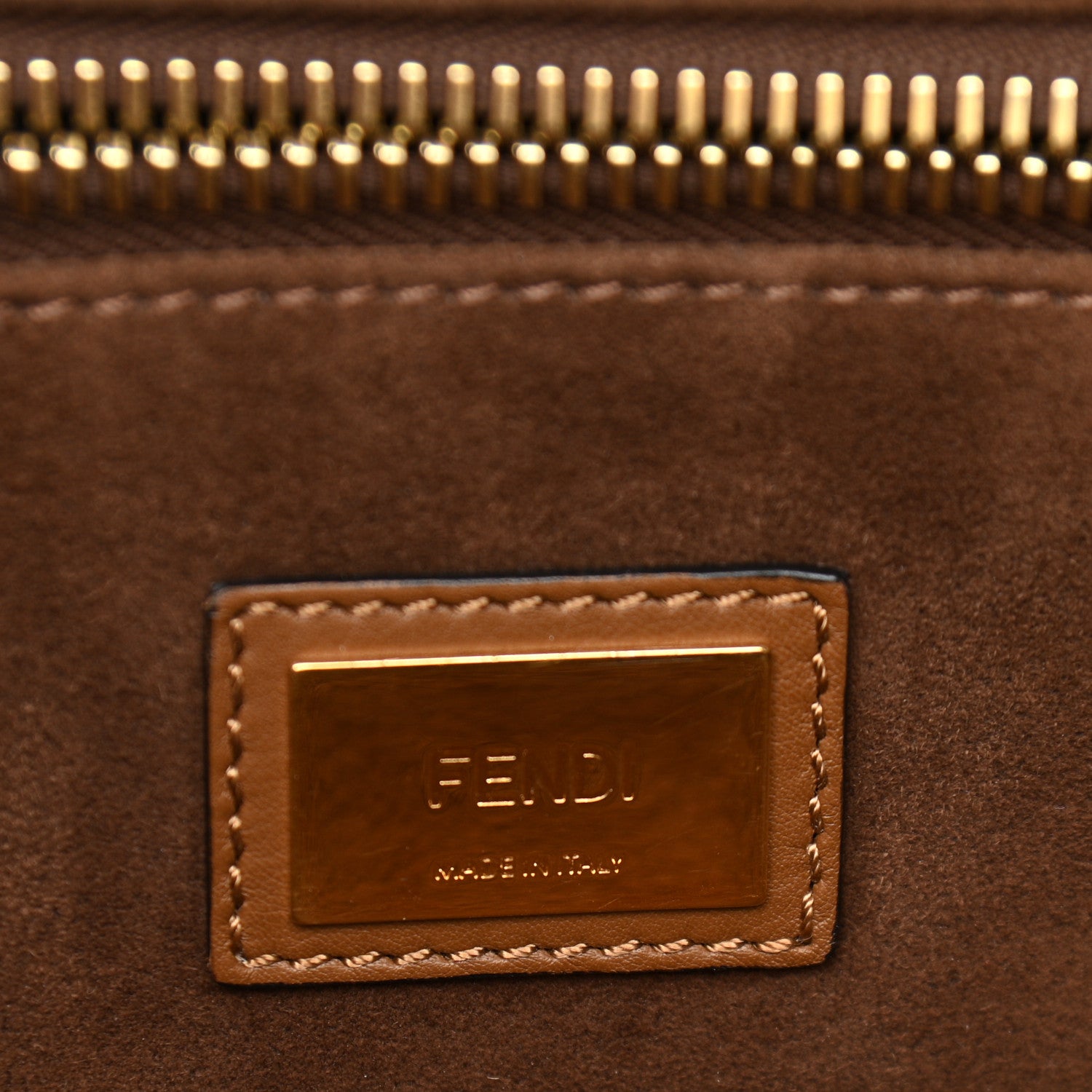 Fendi Calfskin Lace Up Large Peekaboo Iconic Satchel Cognac 7 of 16