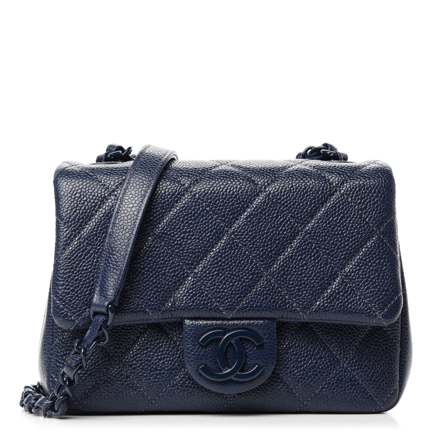 Caviar Quilted Incognito Mini Square Flap Dark Blue