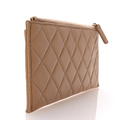 Chanel Lambskin Quilted Classic Zip Boy Pouch Beige 3 of 6