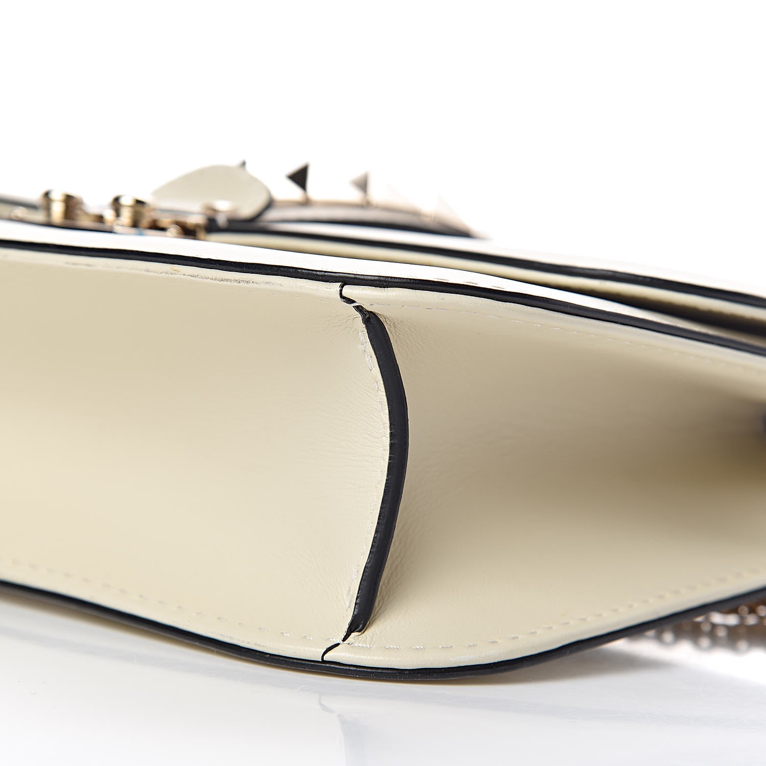 Valentino Garavani Vitello Medium Glam Lock Rockstud Flap Light Ivory 9 of 13