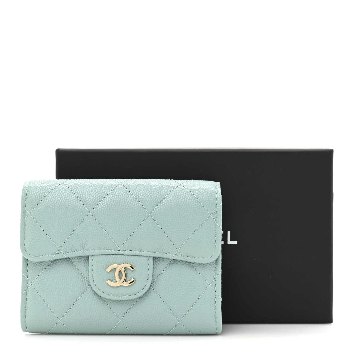 Chanel Caviar Quilted Flap Card Holder Wallet Light Green 9 of 9