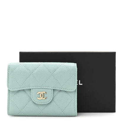 Chanel Caviar Quilted Flap Card Holder Wallet Light Green 9 of 9