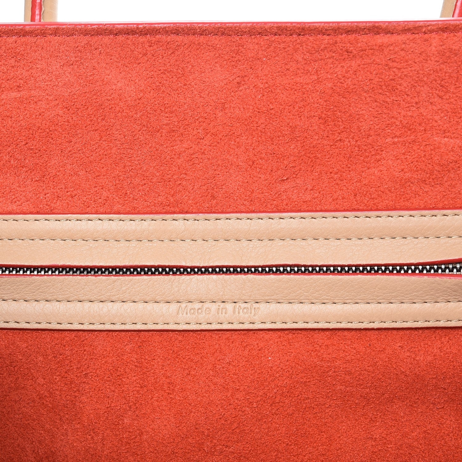 Celine Supple Calfskin Medium Phantom Luggage Beige Orange Trim 6 of 7