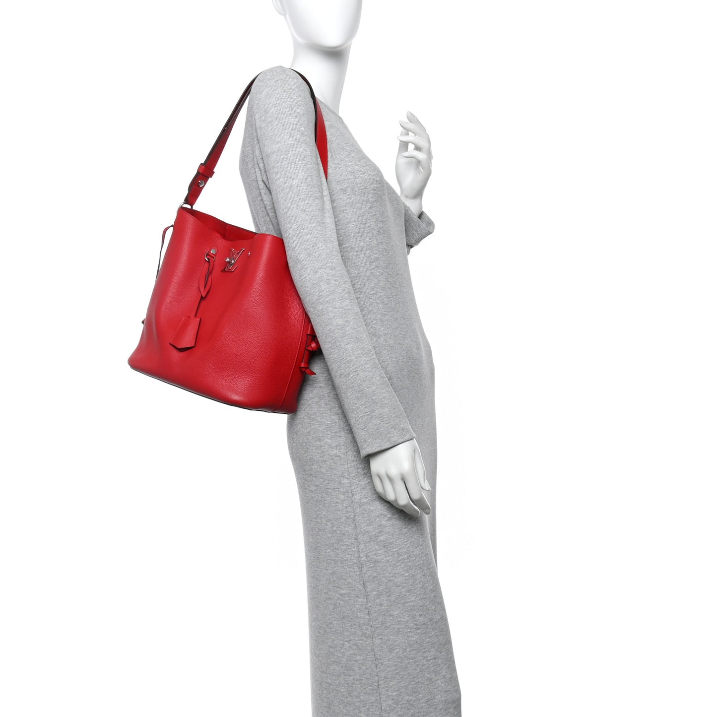 Calfskin Lockme Bucket Rubis