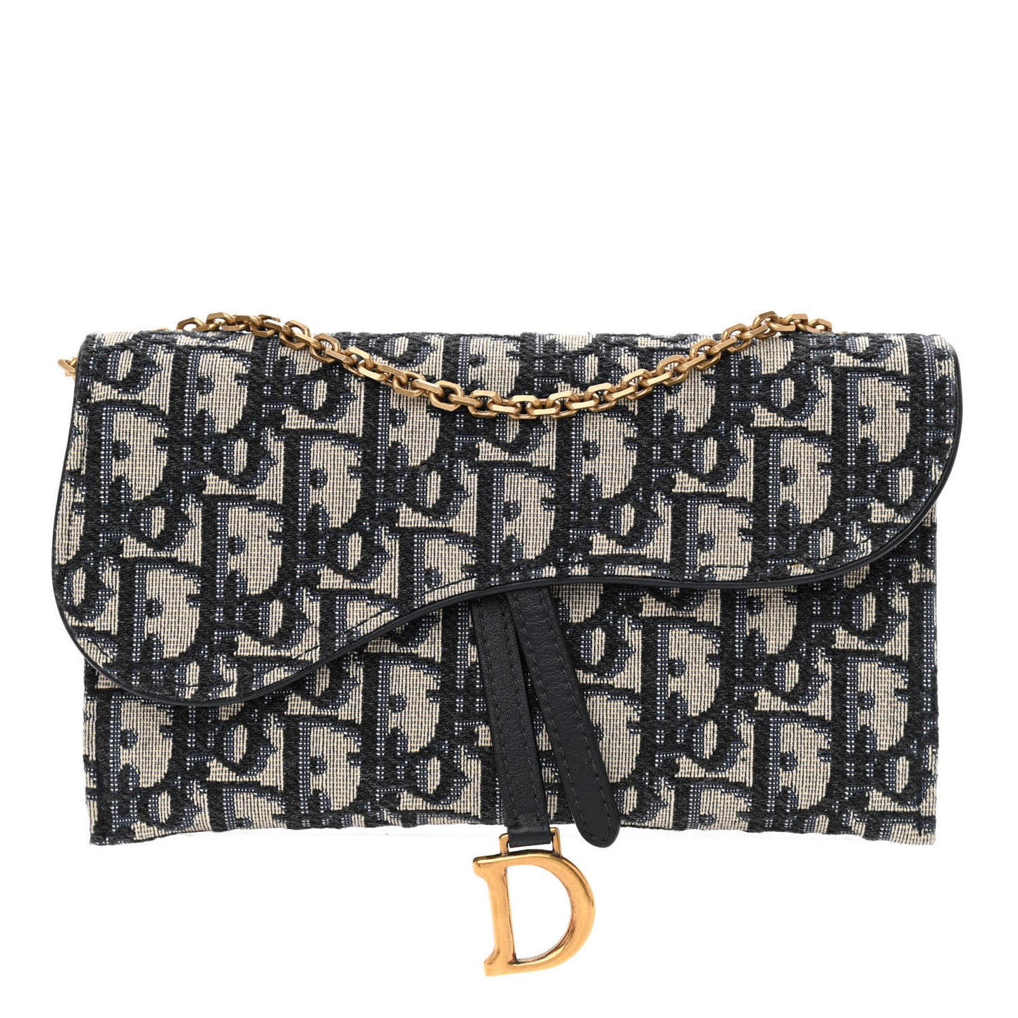 Oblique Saddle Chain Long Wallet Blue