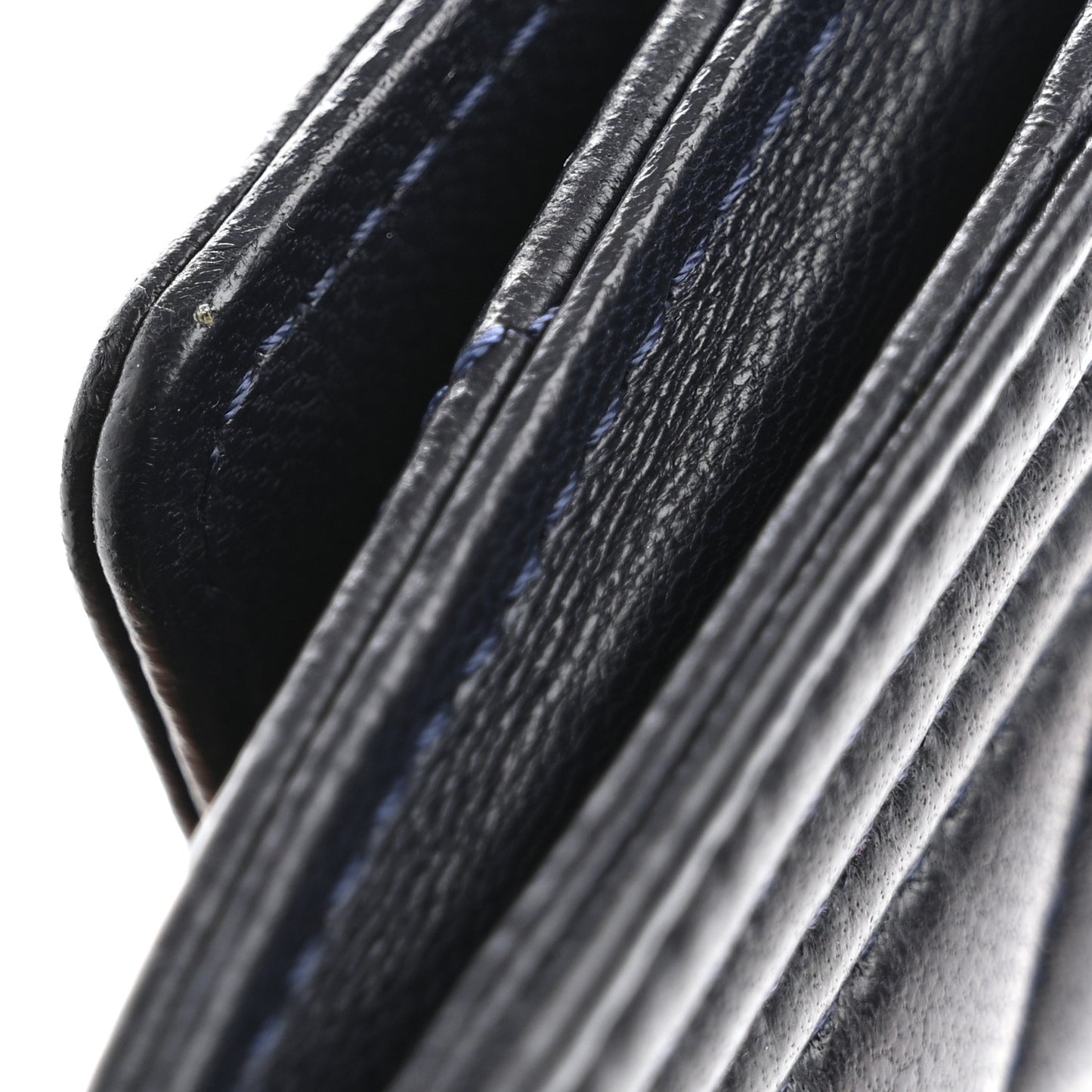 Lambskin Quilted Boy Flap Card Holder Navy