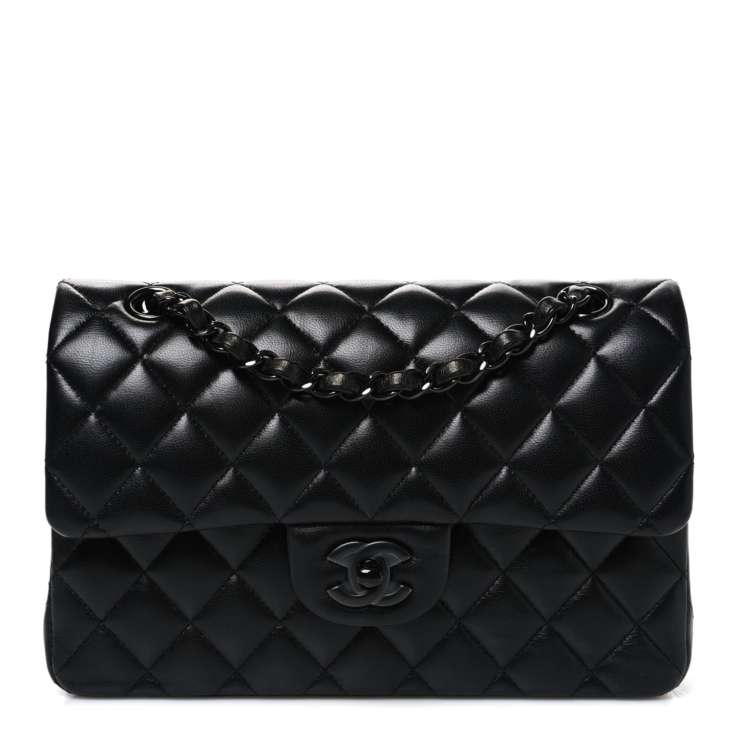 Lambskin Quilted Small Double Flap So Black
