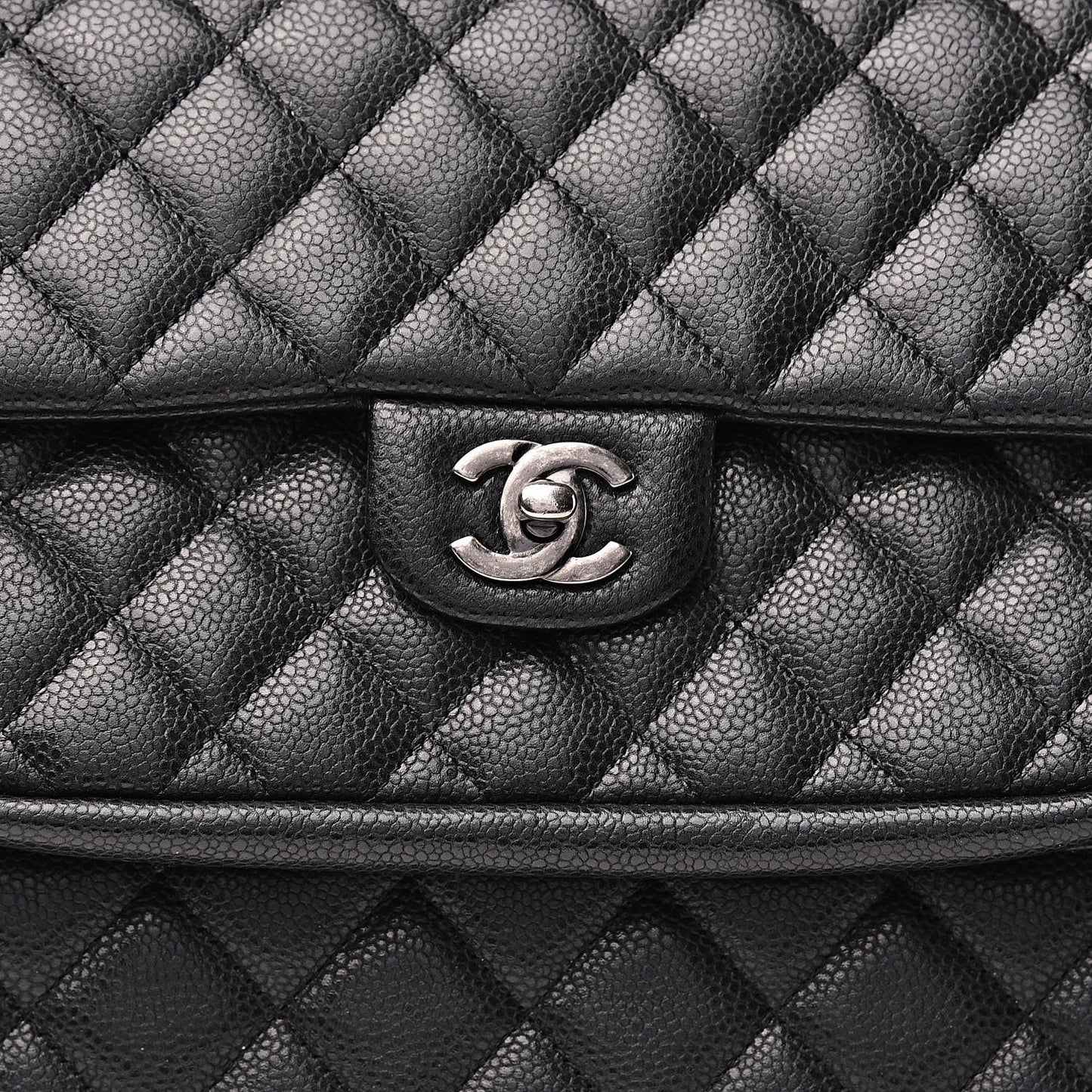 Caviar Quilted Flap Tote Dark Grey