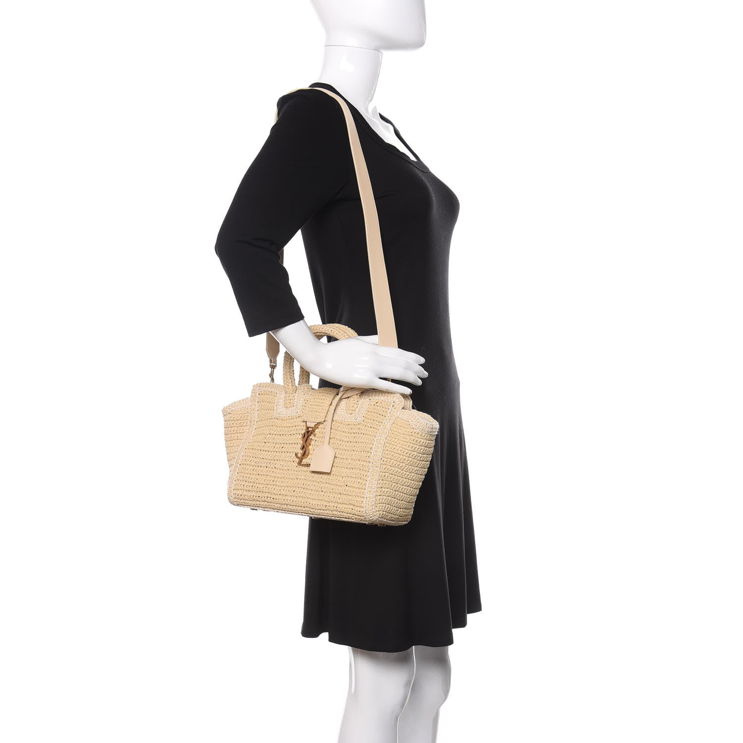Saint Laurent Raffia Baby Monogram Downtown Cabas Naturale 2 of 10