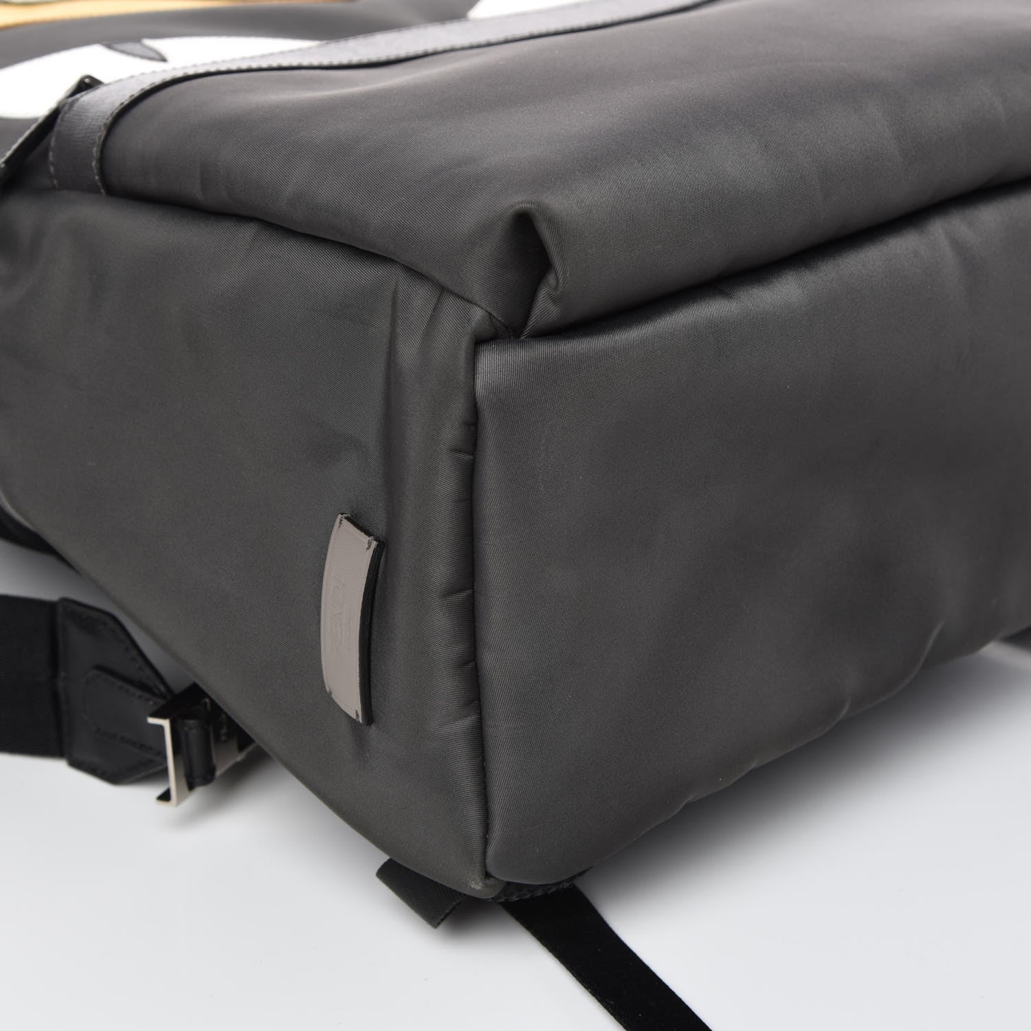 Fendi Nylon Vitello Elite Elaphe Fox Goat Fur Monster Eyes Bi-Color Standard Backpack Mud Black White Yellow 8 of 9