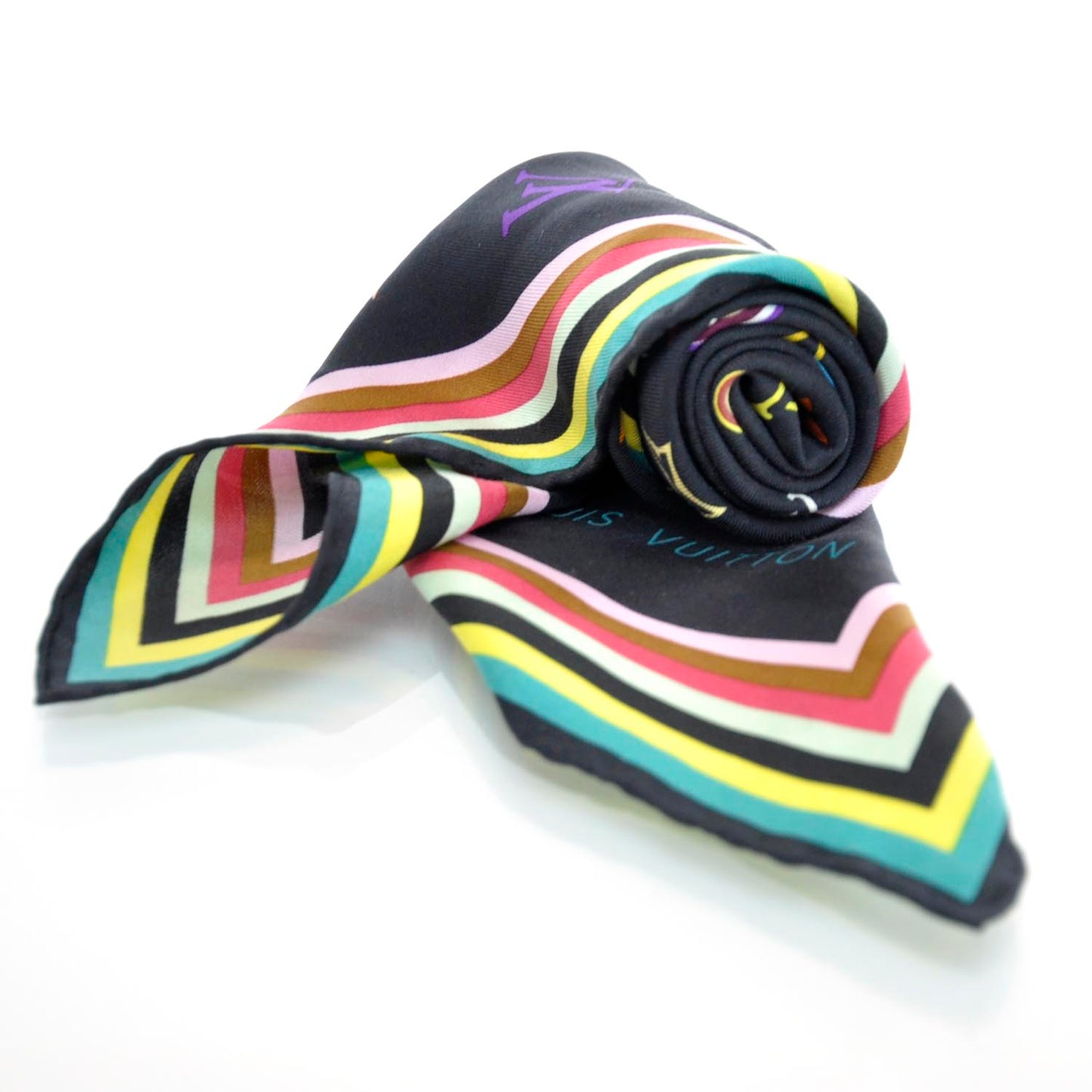 Silk Multicolor Eye Love Scarf Black