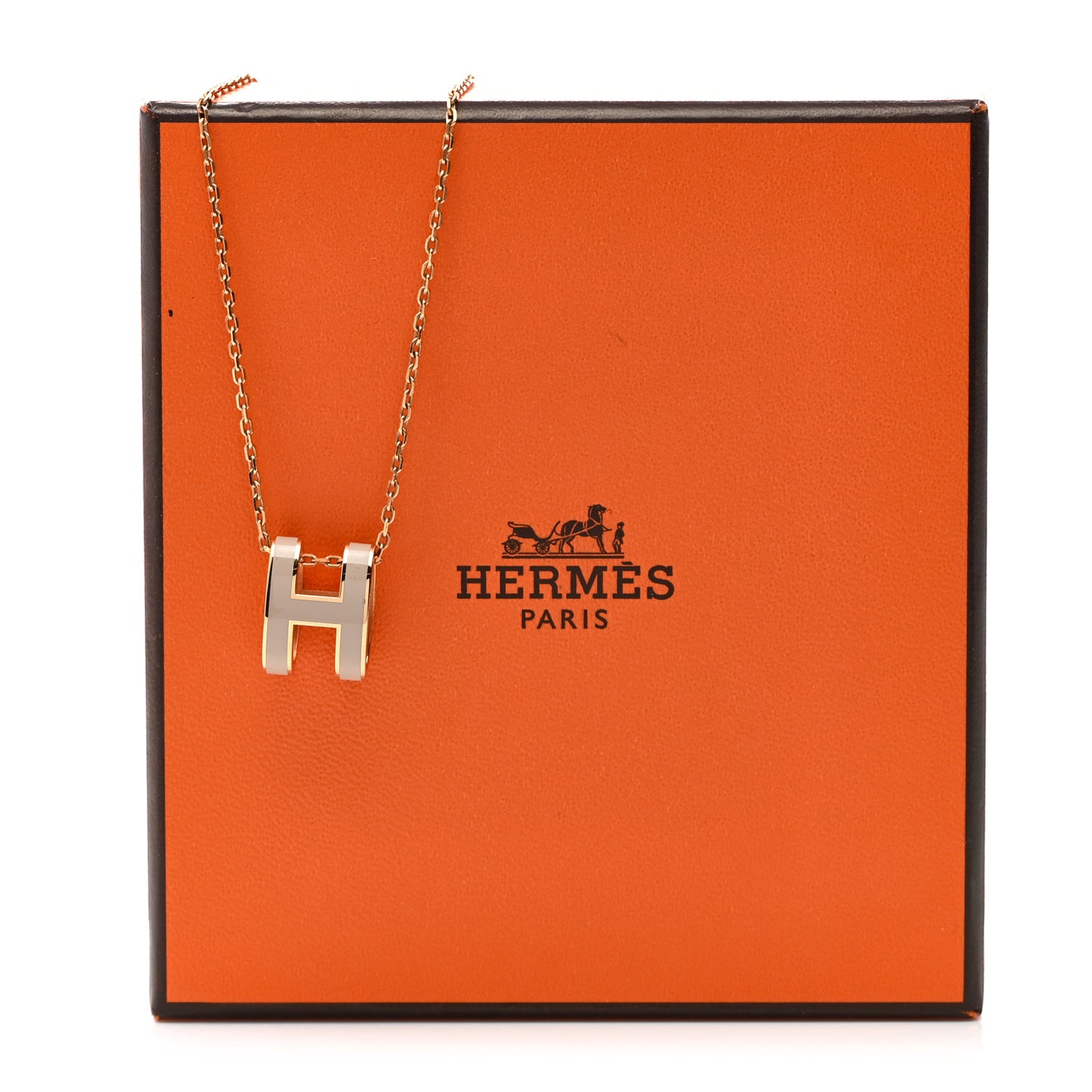 Lacquered Gold Pop H Pendant Necklace Marron Glace