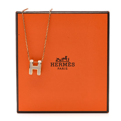 Hermes Lacquered Gold Pop H Pendant Necklace Marron Glace 7 of 7