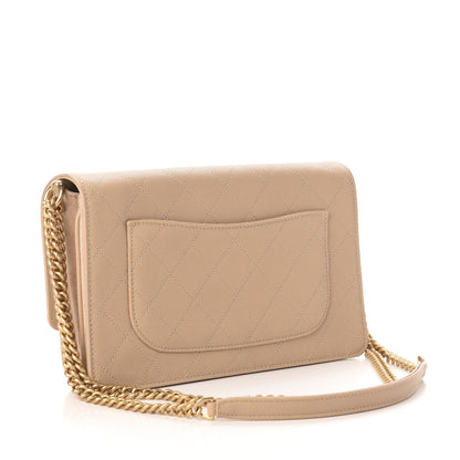 Chanel Grained Calfskin Stitched Enamel CC Flap Bag Beige 3 of 10
