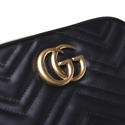 Gucci Calfskin Matelasse Small GG Marmont Chain Shoulder Bag Black 10 of 13