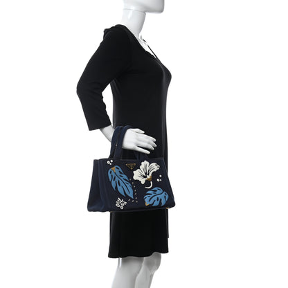 Prada Canvas Canapa Hawaii Small Tote Navy Multicolor 2 of 13