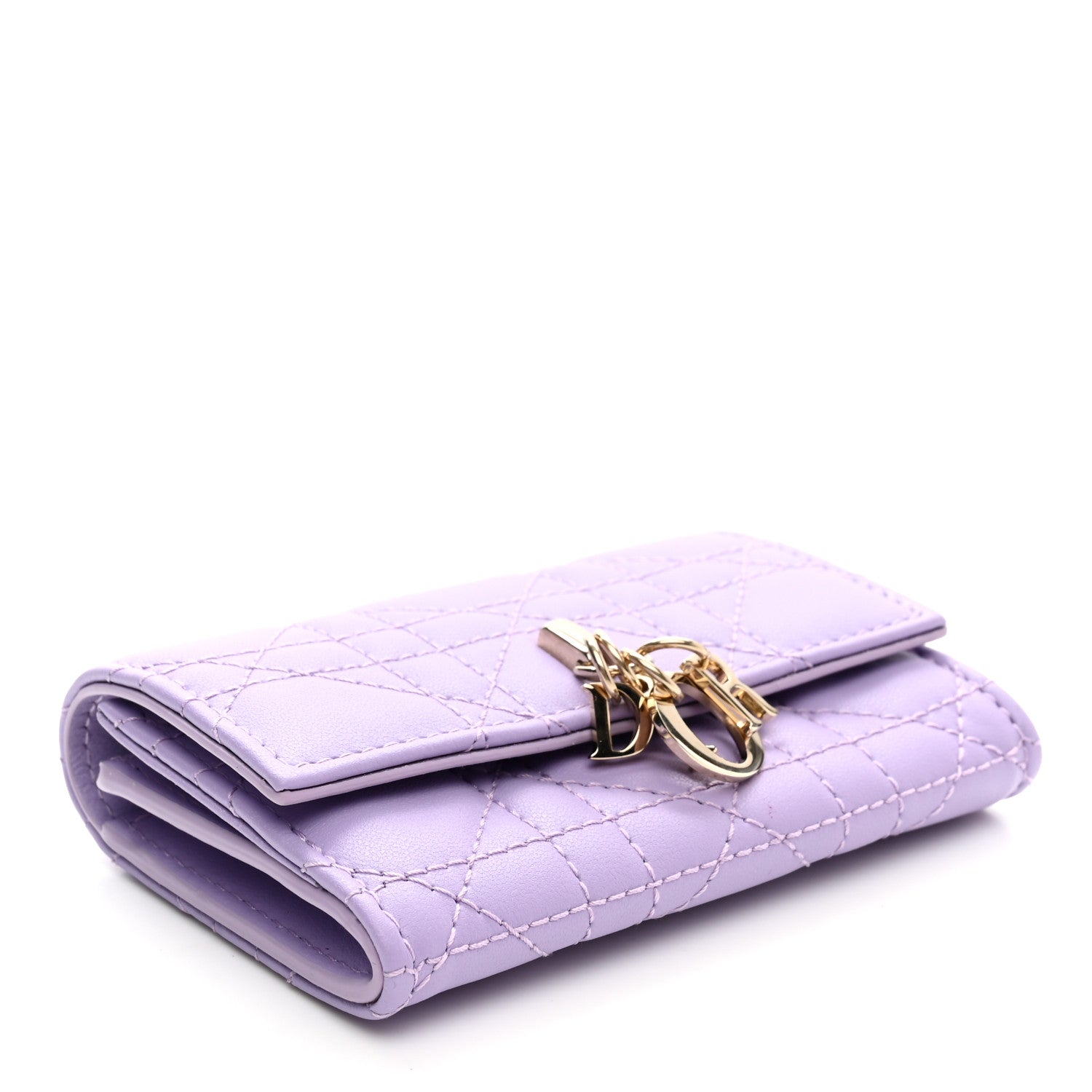 Christian Dior Lambskin Cannage Miss Dior Glycine Wallet Purple