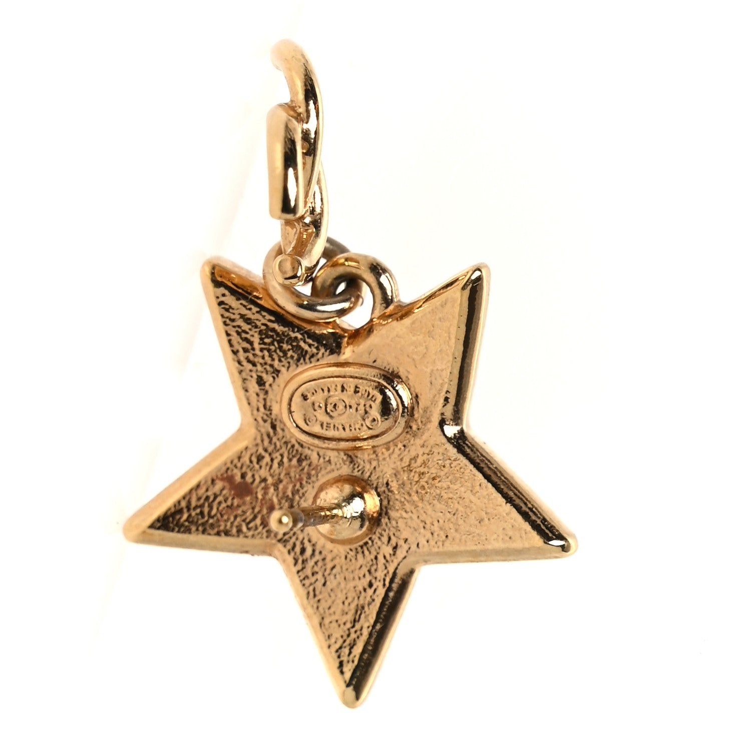 Chanel Metal Glitter Sparkle CC Star Drop Earrings Gold Navy Multicolor 4 of 4