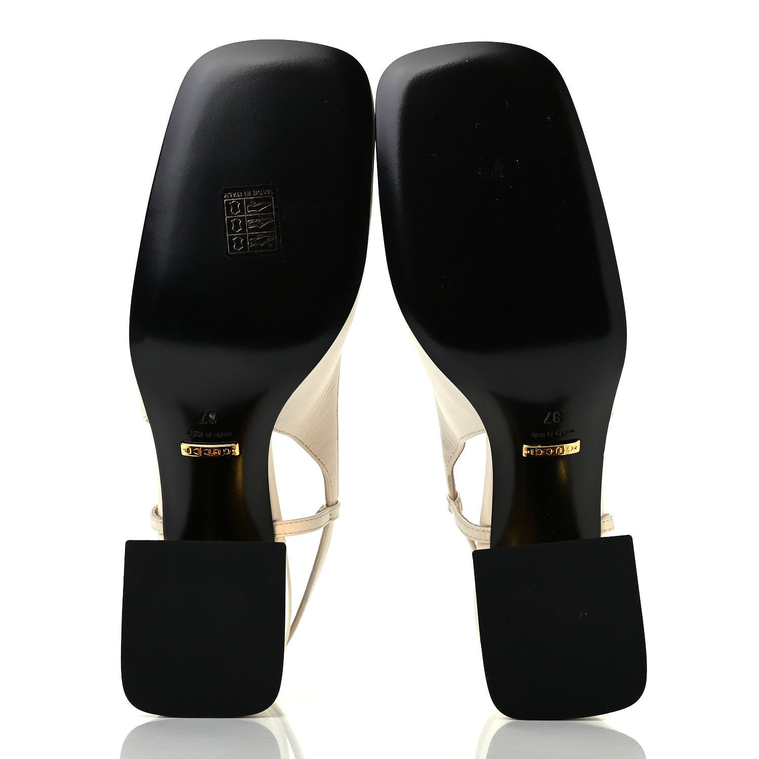 Gucci Malaga Kid Horsebit 75mm Slingback Pumps 37 Mystic White 5 of 8