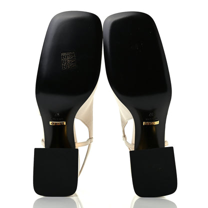 Gucci Malaga Kid Horsebit 75mm Slingback Pumps 37 Mystic White 5 of 8