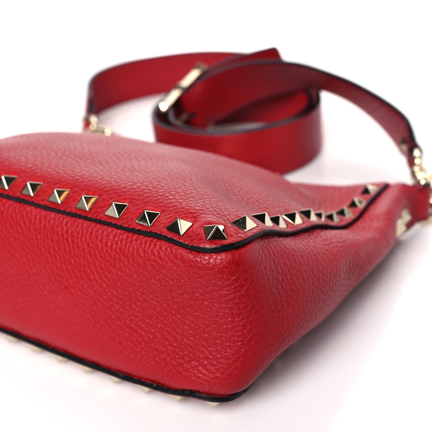 Pebbled Calfskin Mini Rockstud Flip-Lock Messenger Bag Rosso Valentino