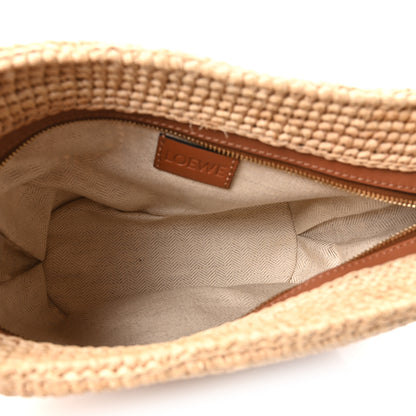 Loewe Calfskin Raffia Slit Pochette Bag Natural Tan 5 of 11