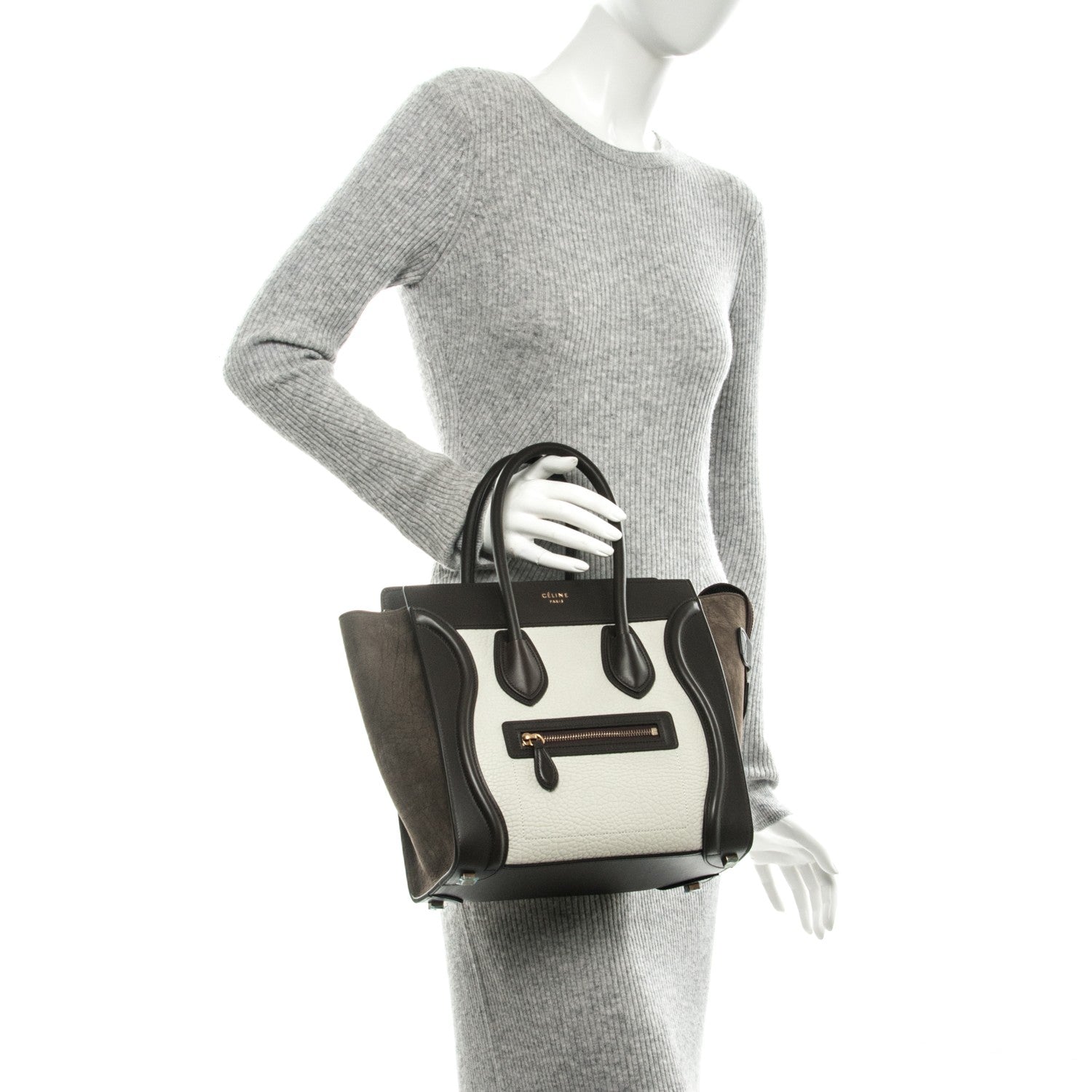 Celine Bullhide Micro Tri-Color Luggage Khaki 2 of 7