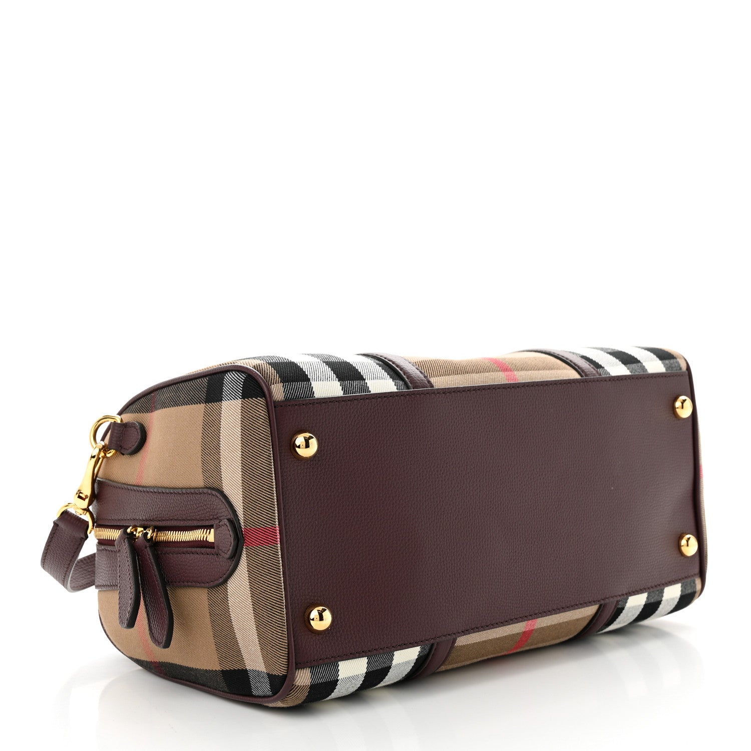 Burberry House Check Derby Calfskin Medium Alchester Bowling Bag Mahogany Red 4 of 14