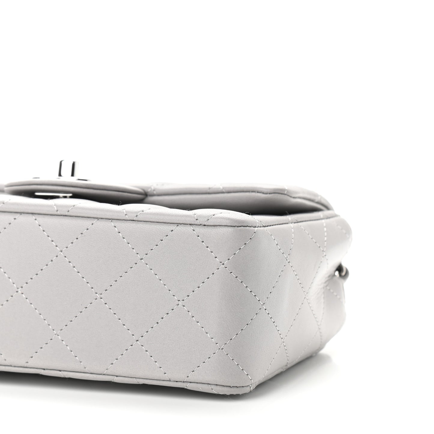Lambskin Quilted Mini Rectangular Flap Grey
