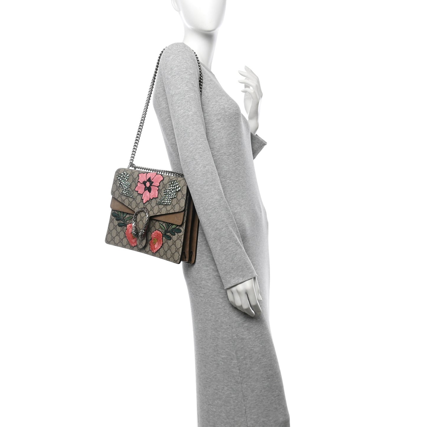 GG Supreme Monogram Embroidered Medium Dionysus Shoulder Bag Beige
