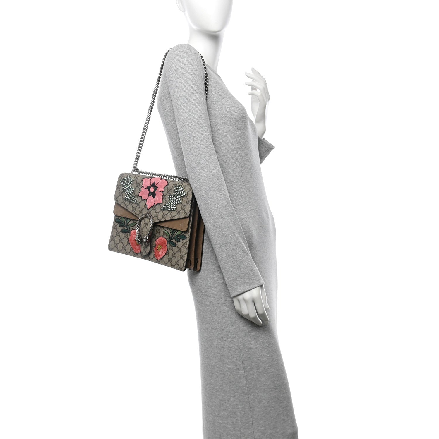 Gucci GG Supreme Monogram Embroidered Medium Dionysus Shoulder Bag Beige 2 of 21