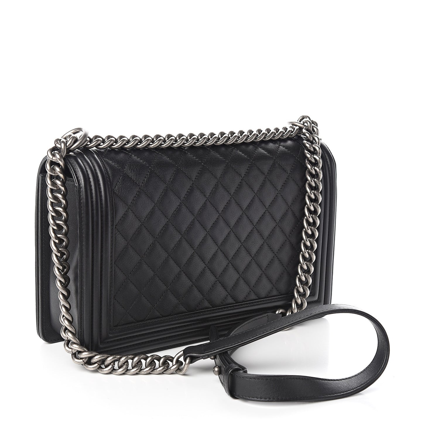 Calfskin Quilted New Medium Boy Flap Black