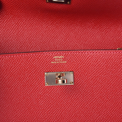 Hermes Epsom Kelly Longue Wallet Rouge Casaque 6 of 8