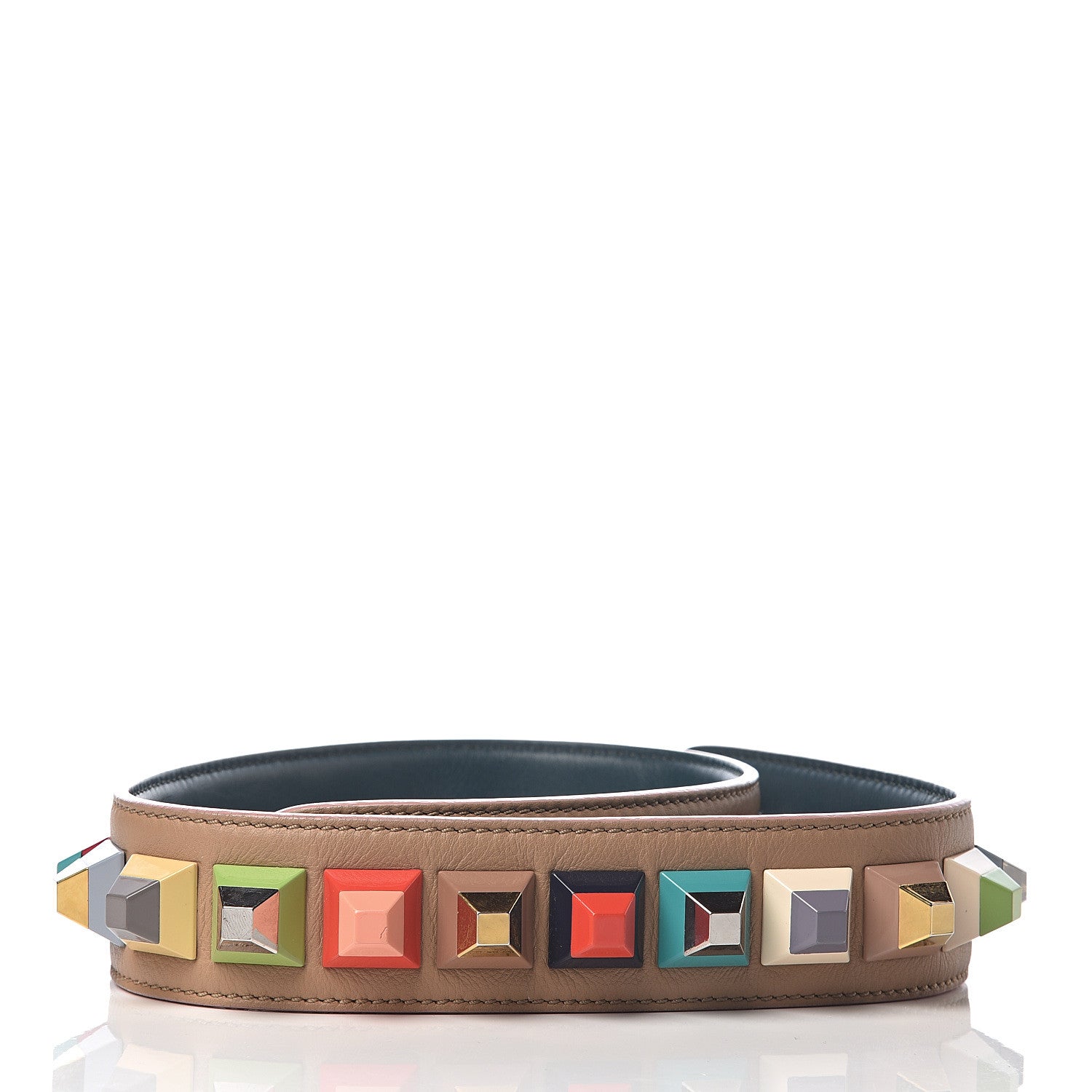 Fendi Vitello Dolce Plexiglass Bi-Color Studded Strap You Cuoio Oceano Multicolor 2 of 3