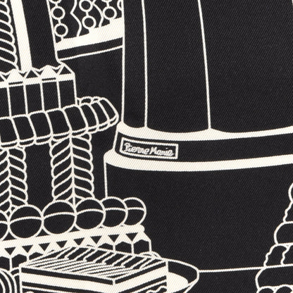 Hermes Silk La Patisserie Francaise Scarf 90 Black Creme 3 of 5